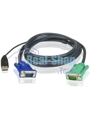 Кабель KVM ATEN 2L-5201U USB(тип А Male)+HDB15(Male) <-> SPHD15(Male) 1,2м., черный.