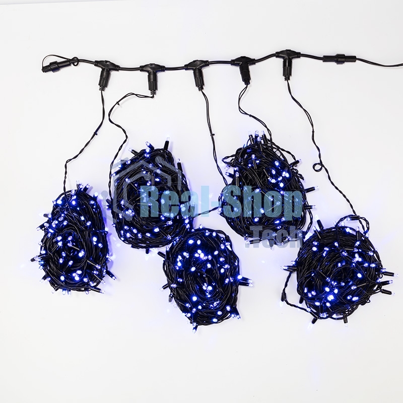 Гирлянда Neon-night LED ClipLight 24V, 5 нитей по 20 метров, цвет диодов синий, Flashing (белый)