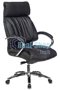 Кресло руководителя Бюрократ T-9904NSL черный, кожа, с подголов. крестовина металл хром