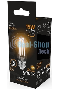 Лампа cветодиодная Gauss Filament А60 15W 1400lm 2700К Е27 LED 1/10/40