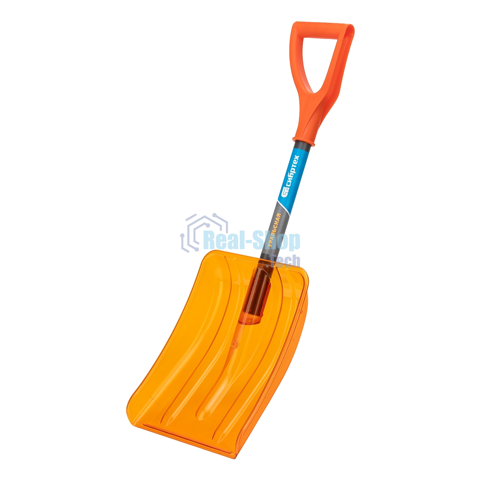 Лопата для уборки снега Сибртех поликарбонат, 270х360х840 мм, стальной черенок, усиленная