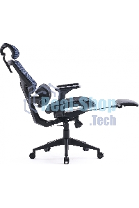 Кресло офисное Cactus CS-CHR-MC01-BLBK синий, сиденье черный, сетка/ткань, с подголов. крестов. пластик, подст. для ног