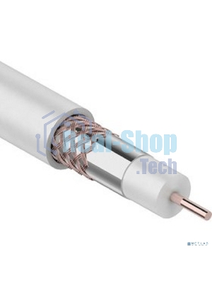 Кабель коаксиальный Rexant RG-6U+Cu, 75 Ом, Cu/Al/Cu, 64%, бухта 100 м, белый