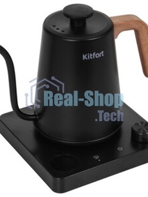 Чайник электрический Kitfort КТ-6726 1л. 1200Вт черный/дерево корпус: нерж.сталь/пластик