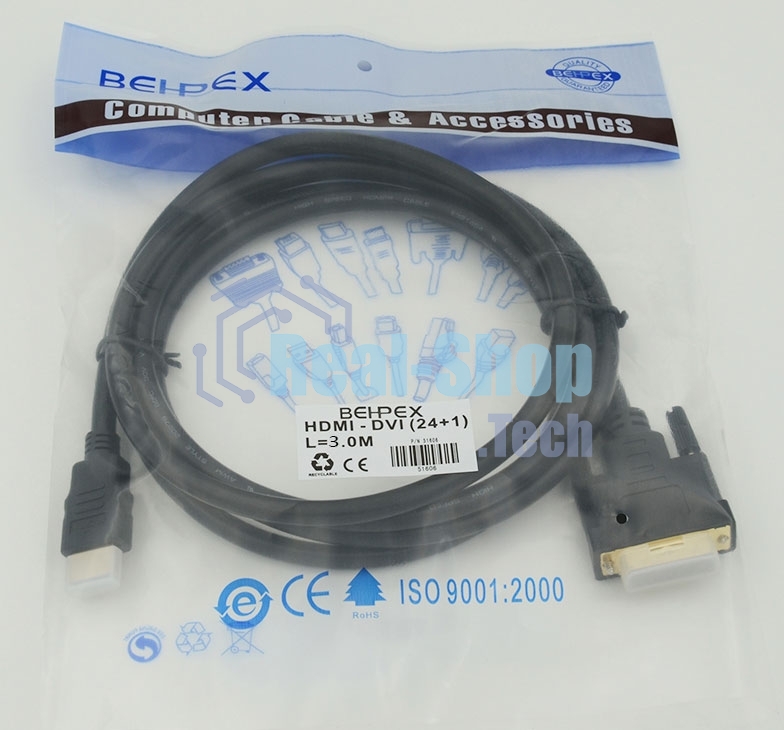 Кабель HDMI/DVI-D 3м SIEMAX 19M - DVI Dual Link, черный