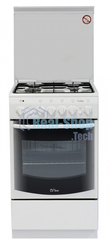 Плита комбинированная De Luxe 5040.20ГЭ (КР) ЧР белый, конфорок 4 шт, духовка 43 л, электроподжиг, 50 см x 85 см x 50 см