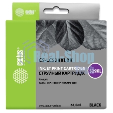 Картридж струйный Cactus CS-LC529XLBK черный (61 мл) для Brother DCP-J100/J105/J200 Картридж струйный Cactus CS-LC529XLBK черный (61 мл) для Brother DCP-J100/J105/J200