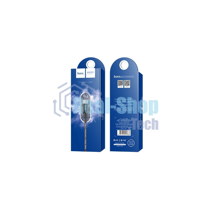 Кабель HOCO X14 USB 2.0, AM/Type-C M, черный, 1м