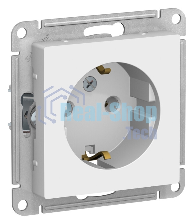 Механизм розетки 1-м СП AtlasDesign с заземл. 16А белый, SchE ATN000143