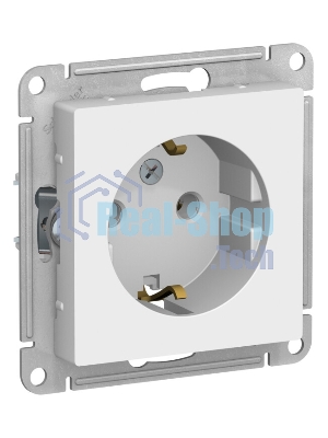 Механизм розетки 1-м СП AtlasDesign с заземл. 16А белый, SchE ATN000143