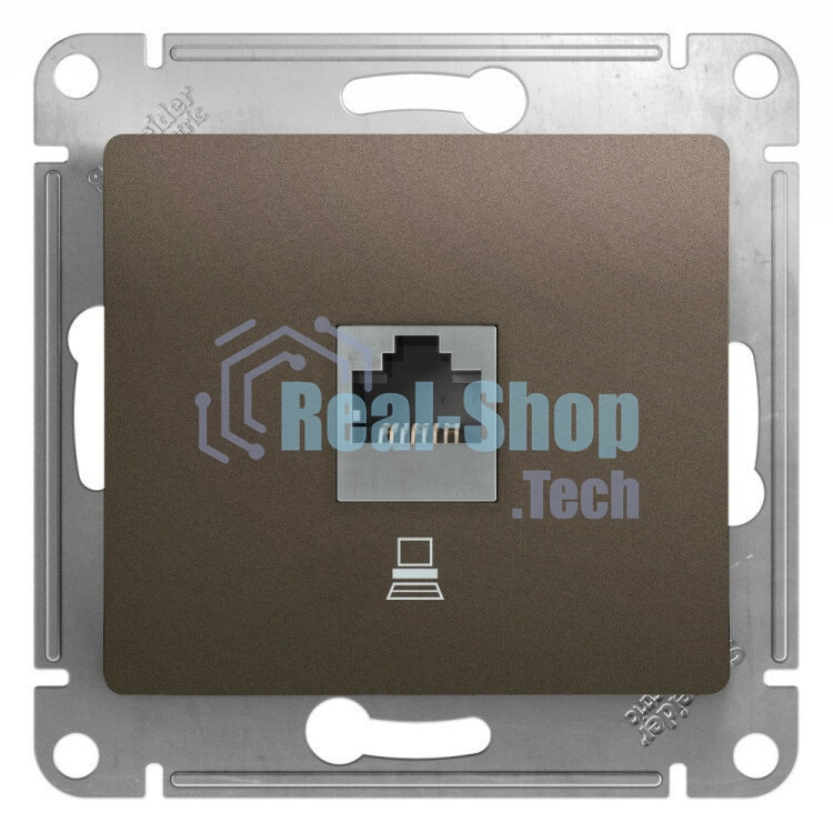 Механизм компьютерной розетки 1-м Glossa RJ45 кат.5е шоколад SchE GSL000881K
