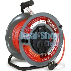 Удлинитель силовой Ресанта СУ-3х1,5-50/3 (61/118/8) 2x1.0кв.мм 4розет. 40м ПВС катушка серый