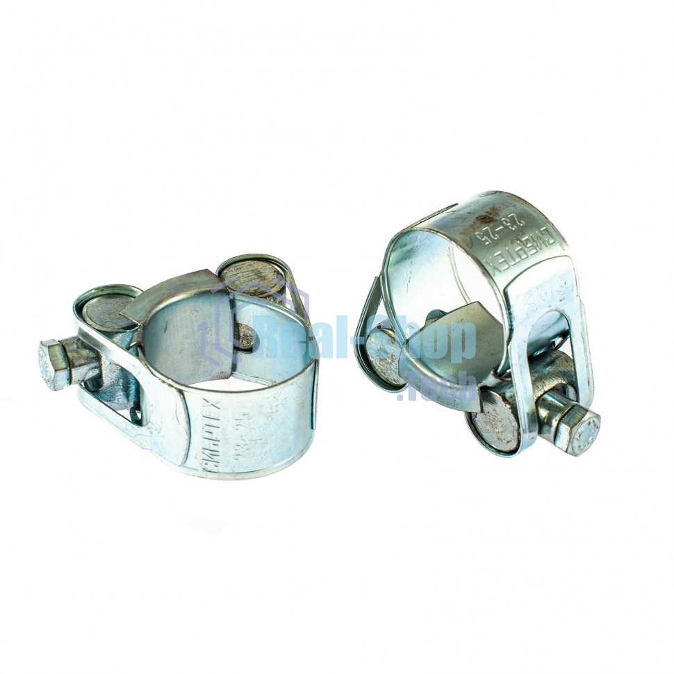 Хомуты металлические Сибртех, силовые 23-25 мм, ширина 18 мм, шарнирные, W1, 2 шт. 47508