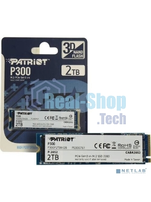 Накопитель SSD Patriot P300, 2Tb, PCIe 3.0 x4, M.2 2280, NVMe, R/W 2100/1650