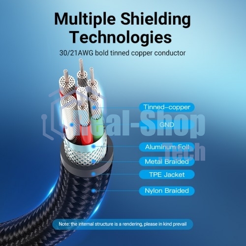 Кабель Vention USB 2.0 CM/CM угловой - 1м. Серый 5А PD100W