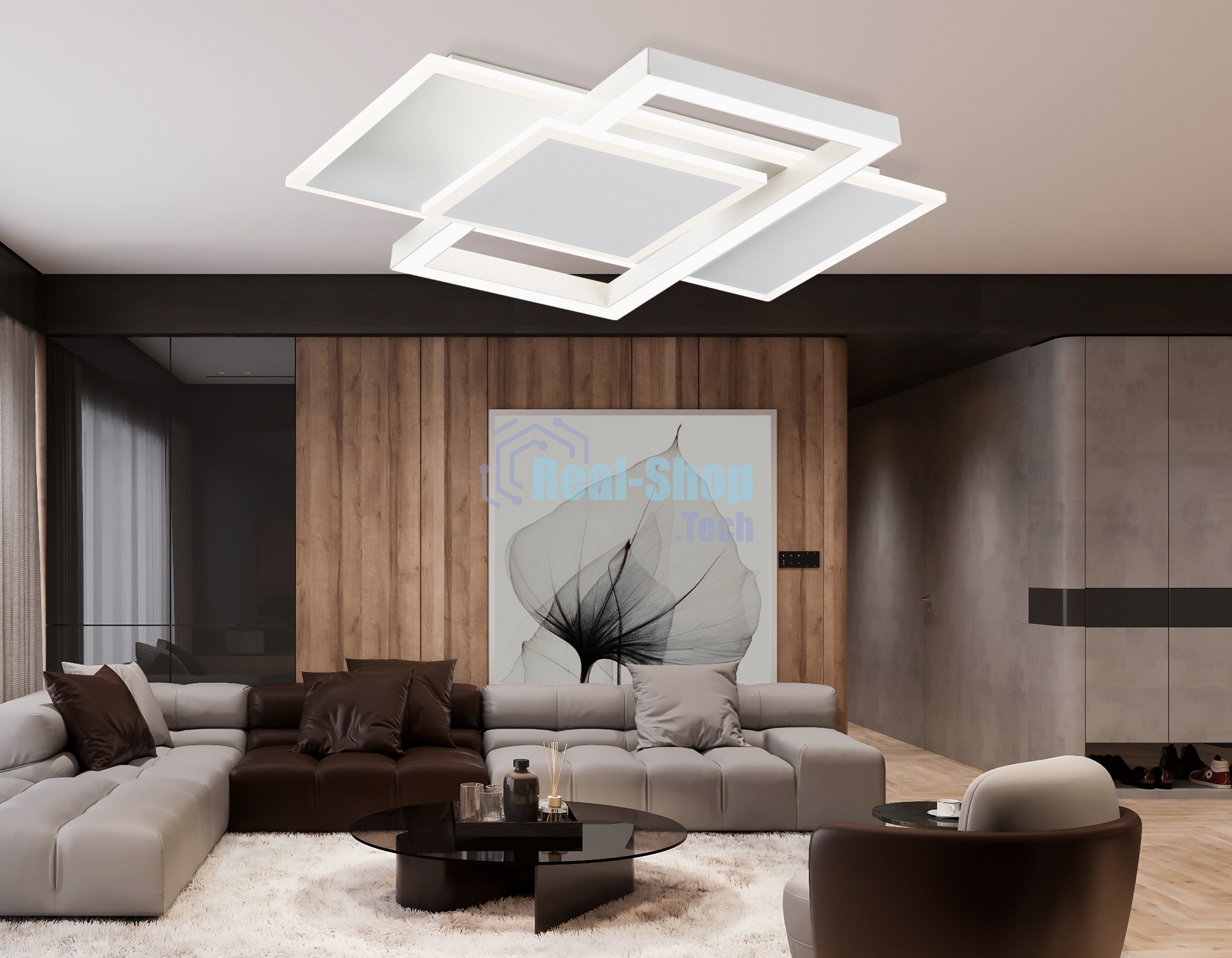 Потолочный светодиодный светильник Ambrella light FA1021/3 WH белый 50W 3000K-6400K 380*345*75 (ПДУ ИК)