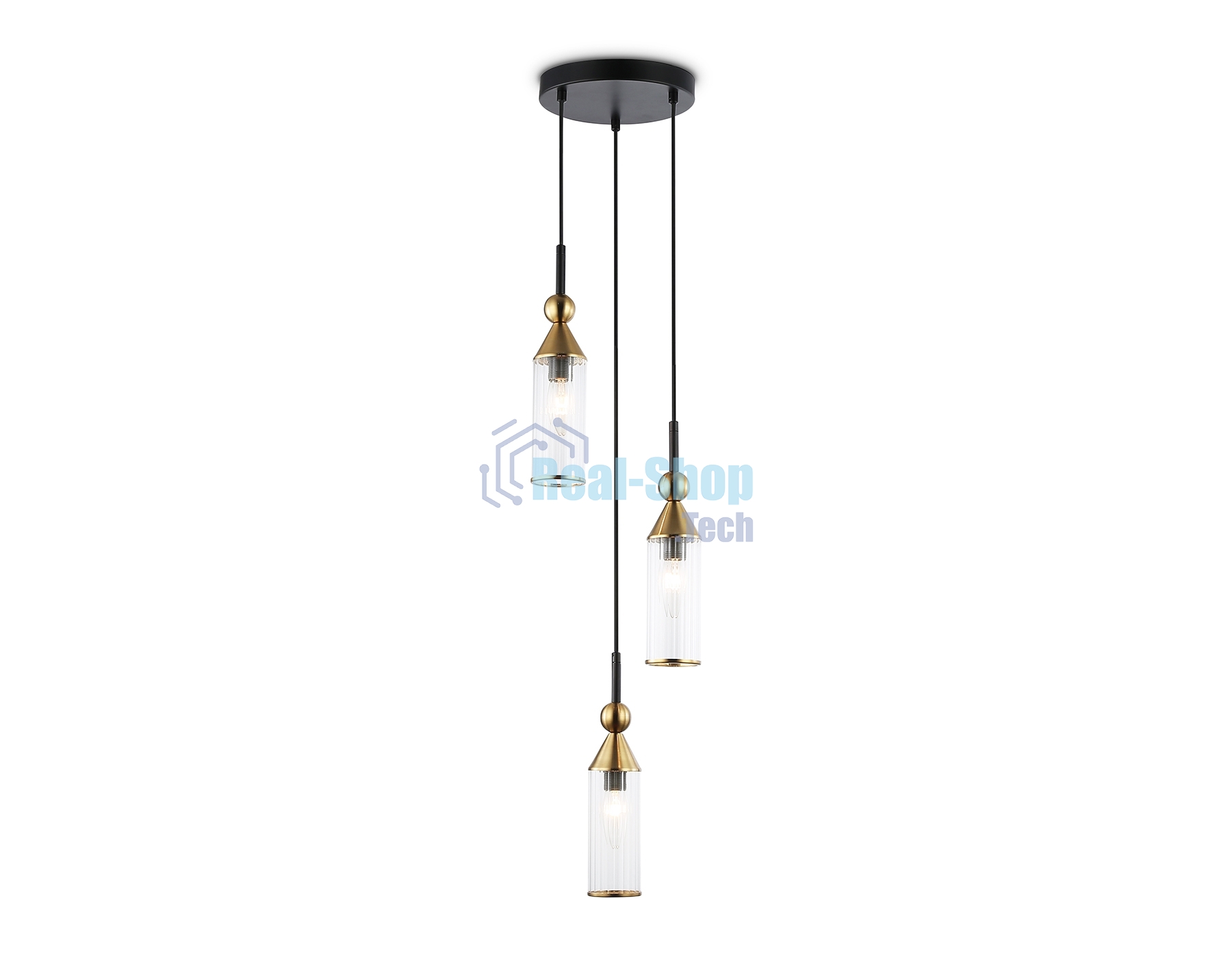 Светильник Ambrella light LH55252/3 BK/BS/CL черный/латунь/прозрачный E14*3 max 40W D230*1200