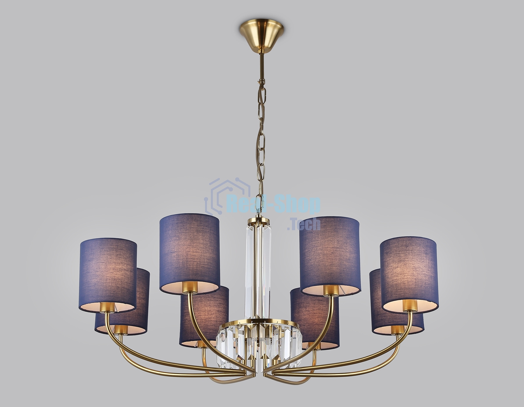 Люстра Ambrella light LH71273/8 BS/DB латунь/темно синий E14/8 max 40W D820*840