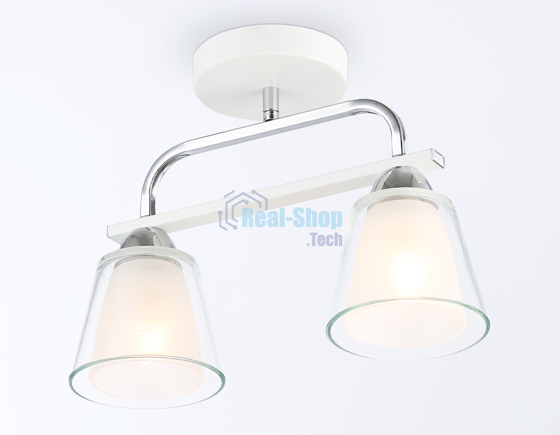 Светильник Ambrella light TR303229/2 WH/CH/CL/FR белый/хром/прозрачный/белый матовый E27*2 max 60W 340*120*250