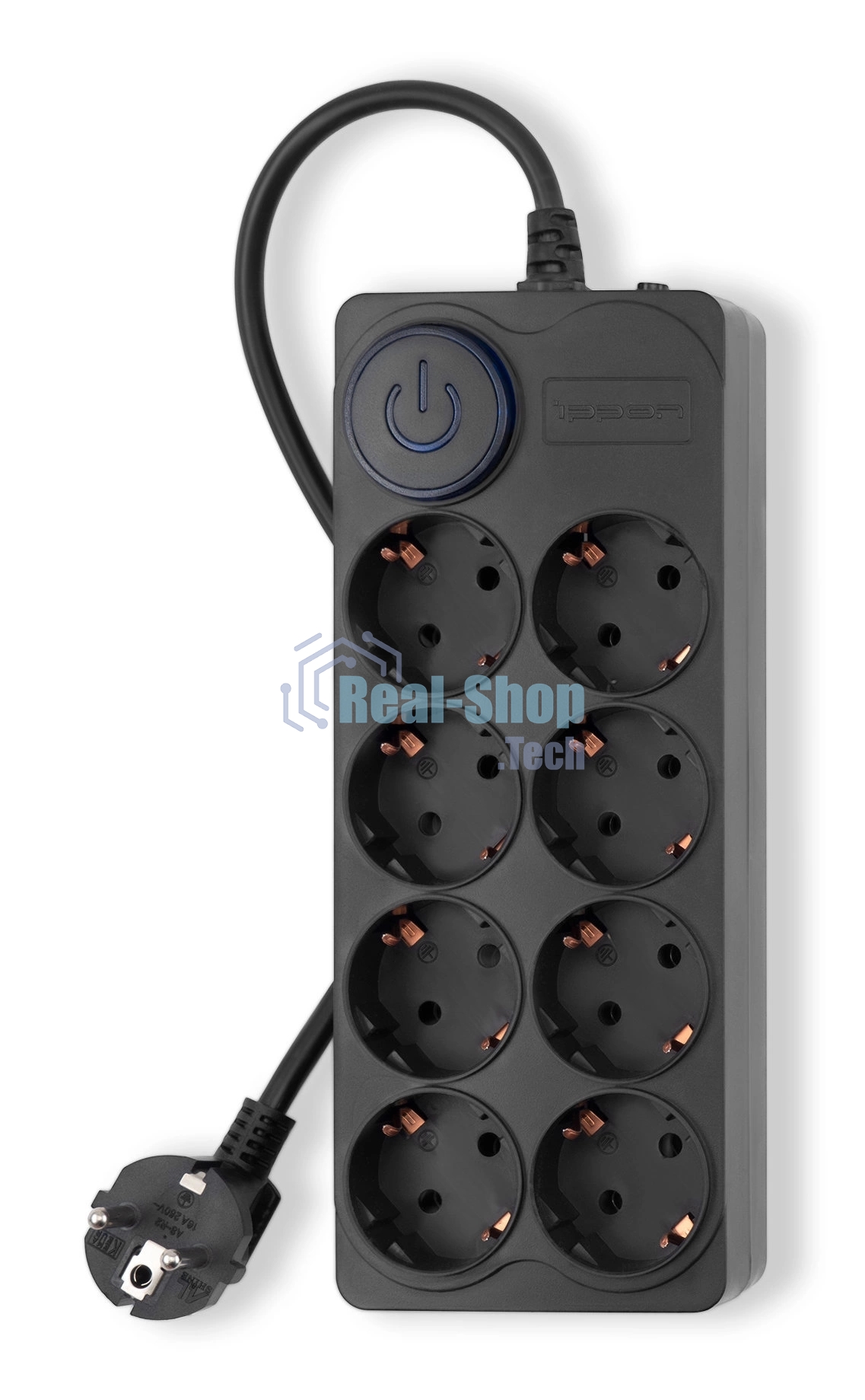 Сетевой фильтр Ippon BK-8-EU-3-10-B 3 м, 8 розеток, черный, коробка