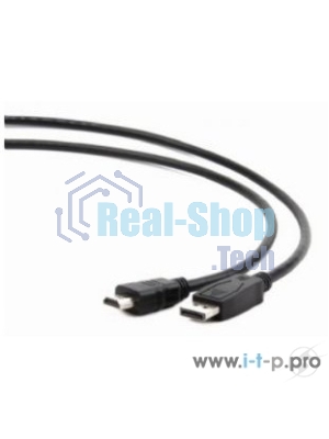 Кабель Cablexpert DisplayPort->HDMI, 5м, 20M/19M, черный, экран, пакет