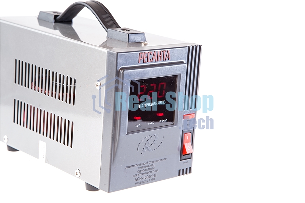Стабилизатор напряжения Ресанта АСН-1 000/1-Ц 63/6/2 220В±8%, Габариты 237х140х170, Вес 4 кг