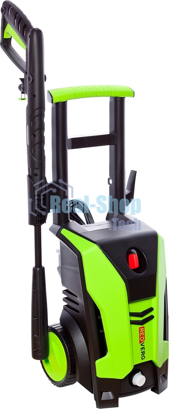 Мойка высокого давления RedVerg RD-HPW1800 220В/50Гц; 1800Вт; 140 бар; расход воды-306л/ч; темпер. воды на вх.-до 60 град; шланг-5м; пласт. пистолет и удлинит. насадка; емкость для моющего средства; вес-5,6кг