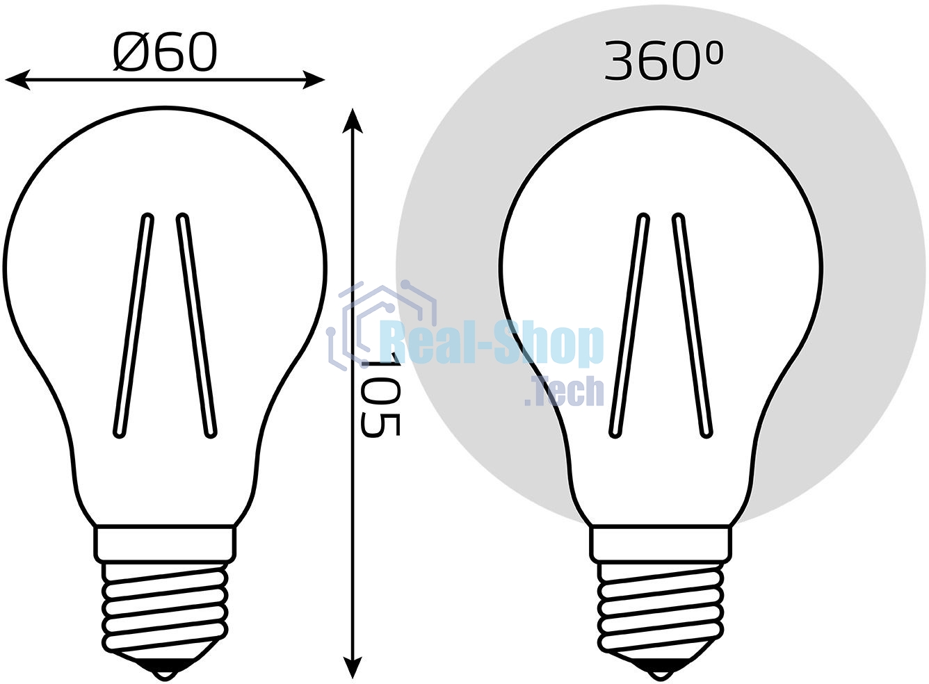 Лампа cветодиодная Gauss Filament А60 15W 1400lm 2700К Е27 LED 1/10/40