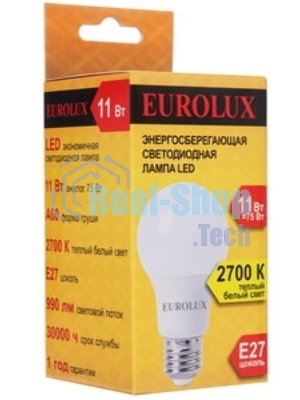 Лампа светодиодная EUROLUX LL-E-A60-11W-230-2,7K-E27