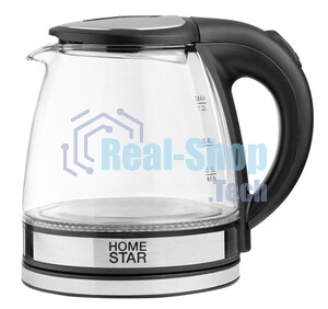 Чайник электрический Homestar HS-1052 1,2 л, стекло/пластик черный