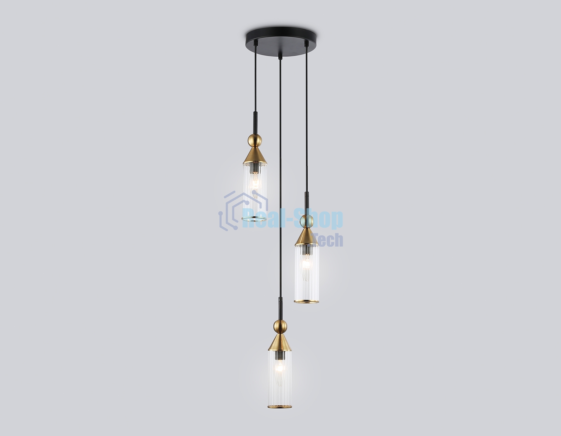 Светильник Ambrella light LH55252/3 BK/BS/CL черный/латунь/прозрачный E14*3 max 40W D230*1200