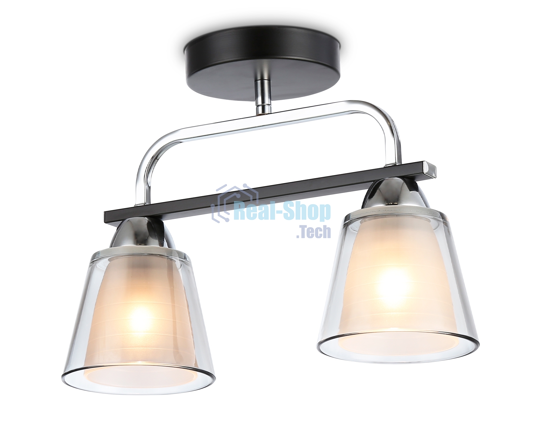 Светильник Ambrella light TR303231/2 BK/CH/SM/FR черный/хром/дымчатый/белый матовый E27*2 max 60W 340*120*250