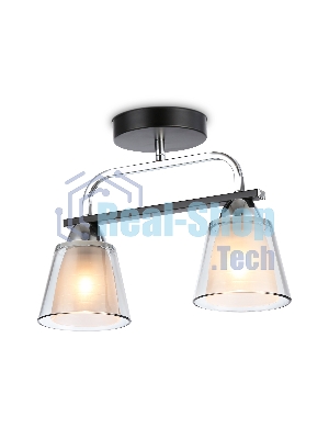 Светильник Ambrella light TR303231/2 BK/CH/SM/FR черный/хром/дымчатый/белый матовый E27*2 max 60W 340*120*250