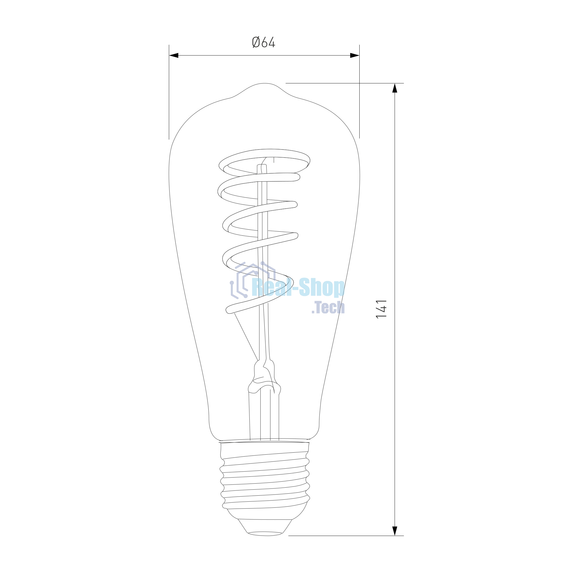 BLE2746/ Светодиодная лампа Dimmable 5W 2700K E27 (ST64 тонированный)(BLE2746)