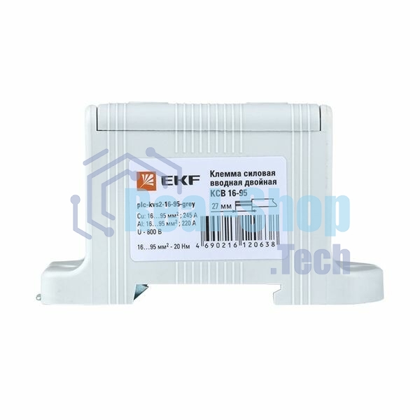 Клемма силовая вводная двойная КСВ 16-95 серая EKF PROxima plc-kvs2-16-95-grey EKF