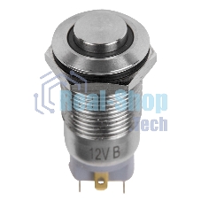 Кнопка антивандальная Rexant Ø12 12В Б/Фикс (4с) (ON)-OFF красная