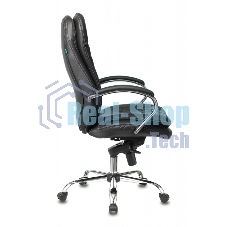 Кресло руководителя Бюрократ T-9950/BLACK черный, кожа, крестовина хром