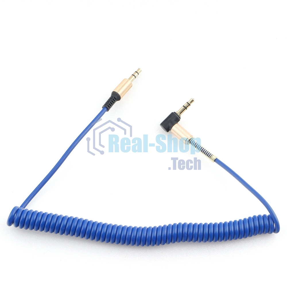 Кабель Cablexpert аудио 90˚ спиральный CCAB-02-35MMLC-1.8MU. 3.5 Jack (M)/3.5 Jack (M), синий, 1.8м, блистер
