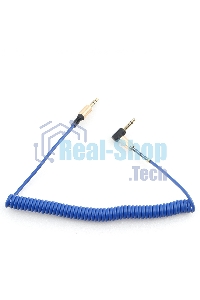 Кабель Cablexpert аудио 90˚ спиральный CCAB-02-35MMLC-1.8MU. 3.5 Jack (M)/3.5 Jack (M), синий, 1.8м, блистер
