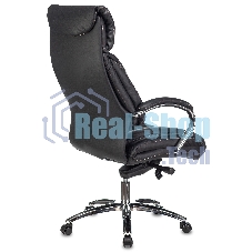 Кресло руководителя Бюрократ T-9904NSL черный, кожа, с подголов. крестовина металл хром