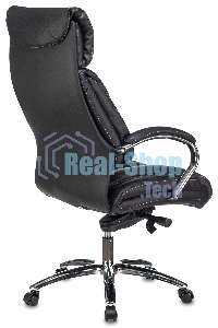 Кресло руководителя Бюрократ T-9904NSL черный, кожа, с подголов. крестовина металл хром