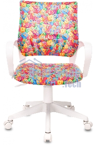 Кресло детское Бюрократ BUROKIDS 1 W мультиколор алфавит крестов. пластик, пластик белый
