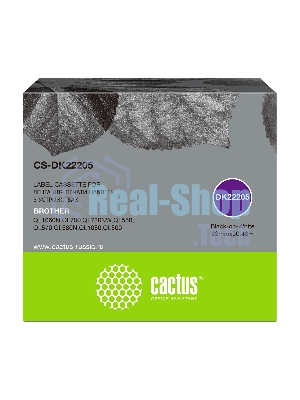 Картридж ленточный Cactus CS-DK22205 62мм, черный шрифт, белый фон, 30.48м для Brother P-touch QL-500, QL-550, QL-700, QL-800