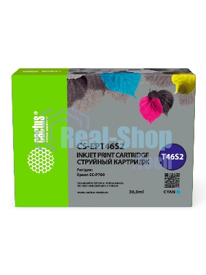 Картридж струйный Cactus CS-EPT46S2 (T46S2) голубой пигментный (30 мл) для Epson SureColor SC-P700