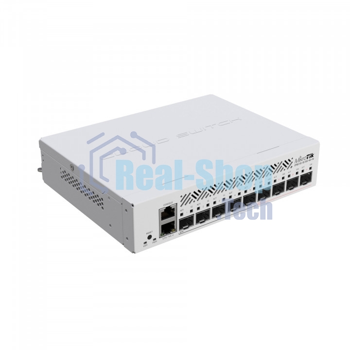 Коммутатор MikroTik Cloud Router Switch CRS310-1G-5S-4S+IN with 800 MHz CPU, 256 MB RAM, 4xSFP+, 5xSFP cages, 1xGbit LAN port, RouterOS L5, desktop case, rackmount ears, PSU