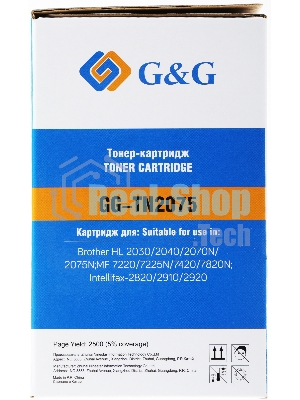 Картридж лазерный G&G GG-TN2075 черный (2500 стр.) для Brother DCP-7010/7010R/7020/7025/7025R/FAX-2820/2825/2825R/2920/2920R/HL-2030/2030R/2040/2040R/2070N/2070/2070NR/MFC-7225/7225N/7420/7420R/7820/7820N/7820NR/7820R