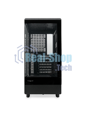 Компьютерный корпус без блока питания HSPD F510, Panoramic Mid Tower, черный, TG, 0.5 SPCC, no fans ATX, mATX, mITX 180/280/160мм 1x2.5