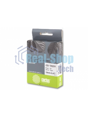 Картридж ленточный Cactus CS-TZ231 12 мм, 8 м, черный шрифт, белый фон, для BROTHER 1010/1280/1280VP/2700VP