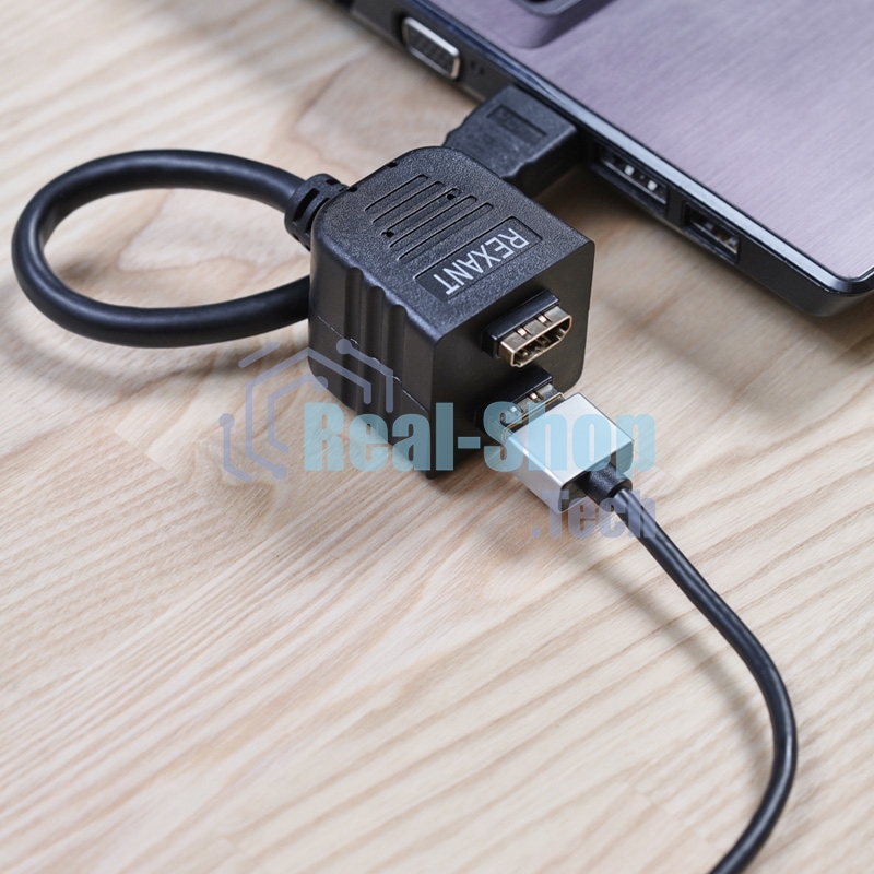 Переходник Rexant штекер HDMI - 2 гнезда HDMI с проводом, черный (10 шт./уп.)