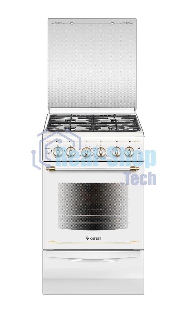 Плита газовая Gefest ПГ 5100-02 0181 белый, конфорок 4 шт, духовка 52 л, 50 см x 85 см x 58.5 см